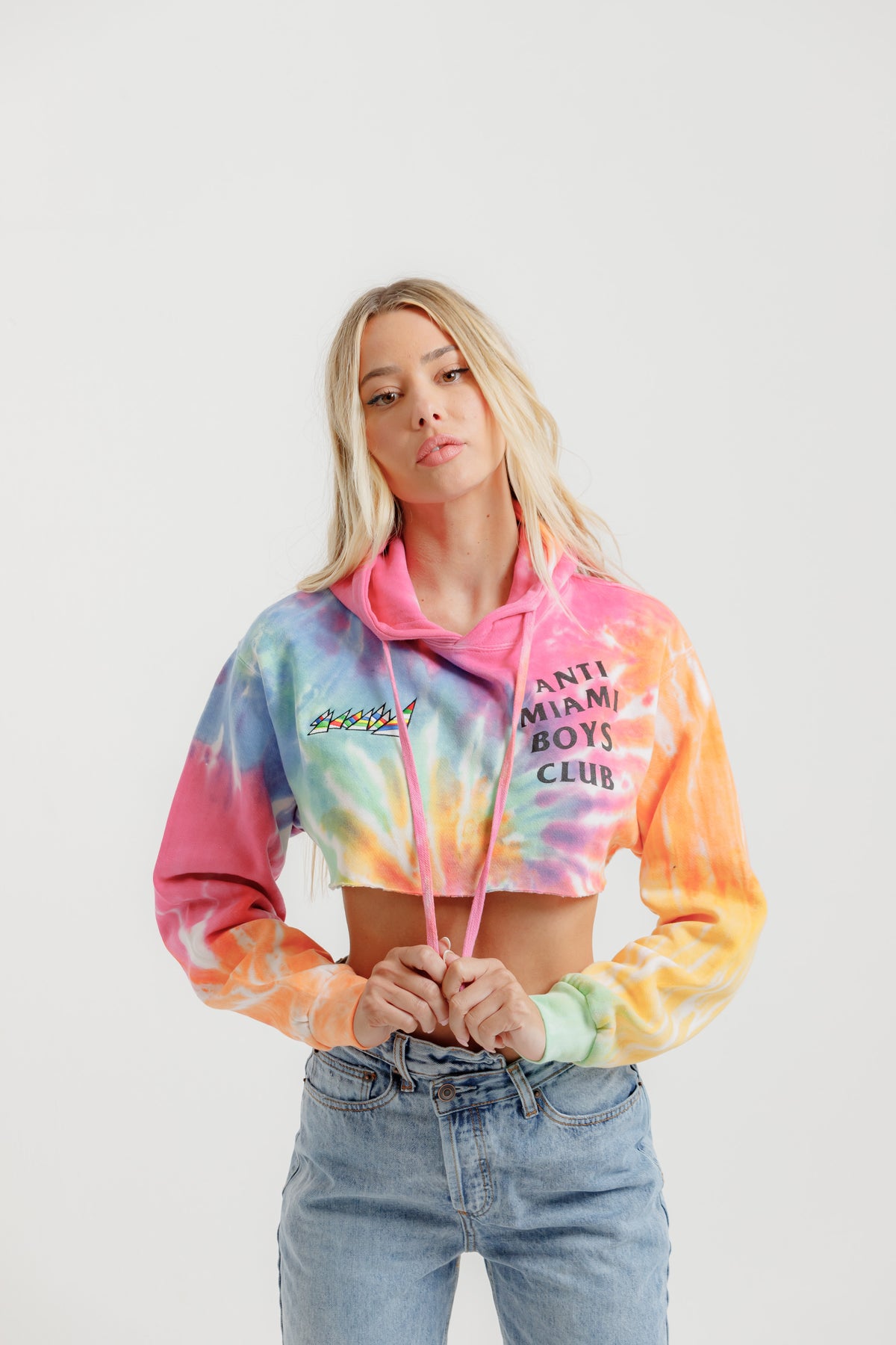 Crop top hotsell hoodie rainbow